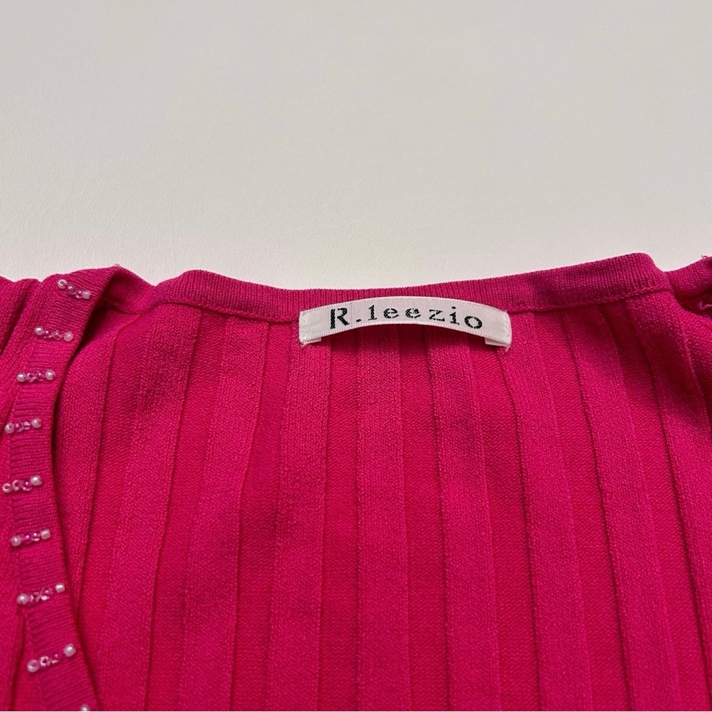 Pink Ribbed Women's Top - Picture 3 of 5